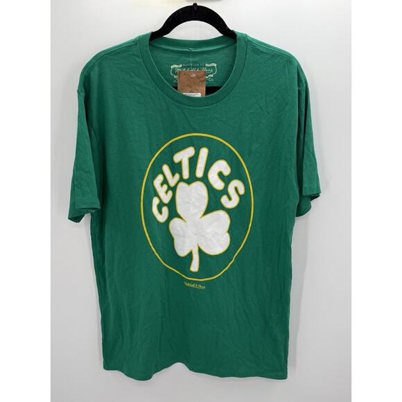Mitchell & Ness T-Shirt Men Large Boston Celtic Green Graphic Shamrock Logo NBA - Picture 1 of 5